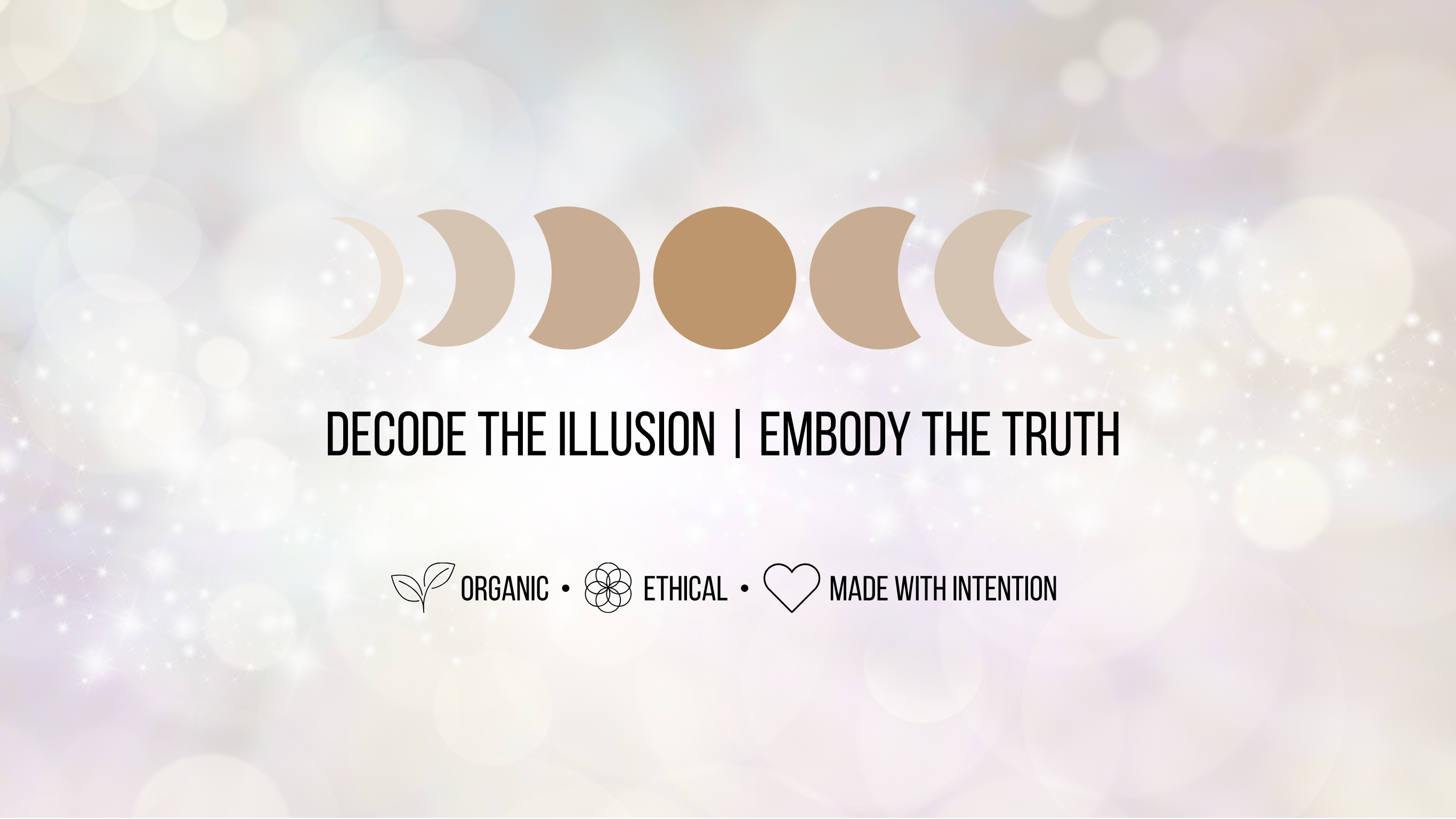 Decorative design with moon phases and text on a light background