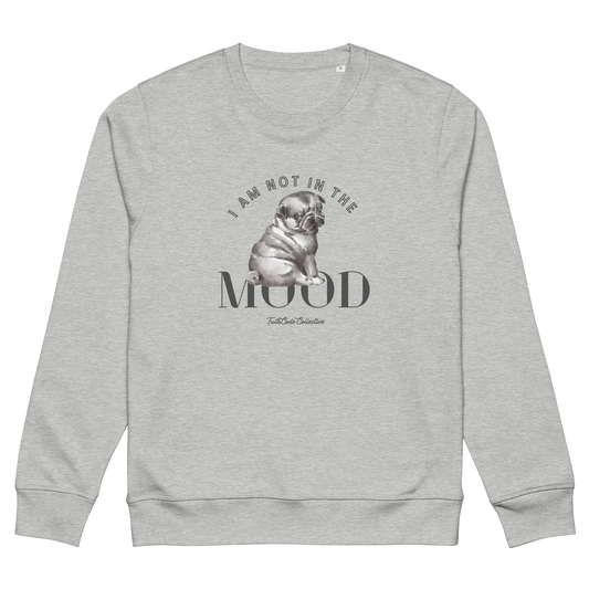 Gray organic sweatshirt with 'Nature is the New Nightclub' text and graphic on a white background